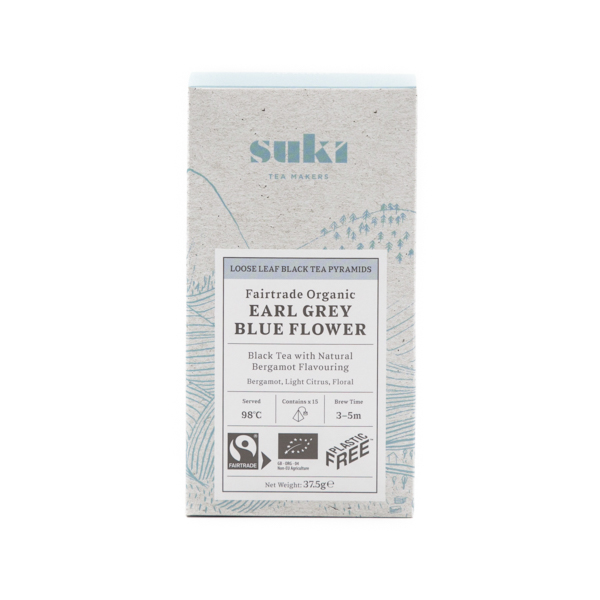 Suki Earl Grey Blue Flower Pyramids x 50 0